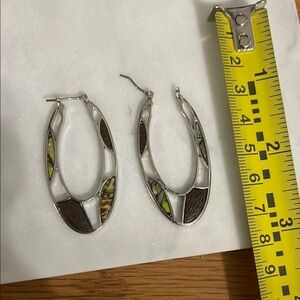 Silver and Brown Hoop Earrings